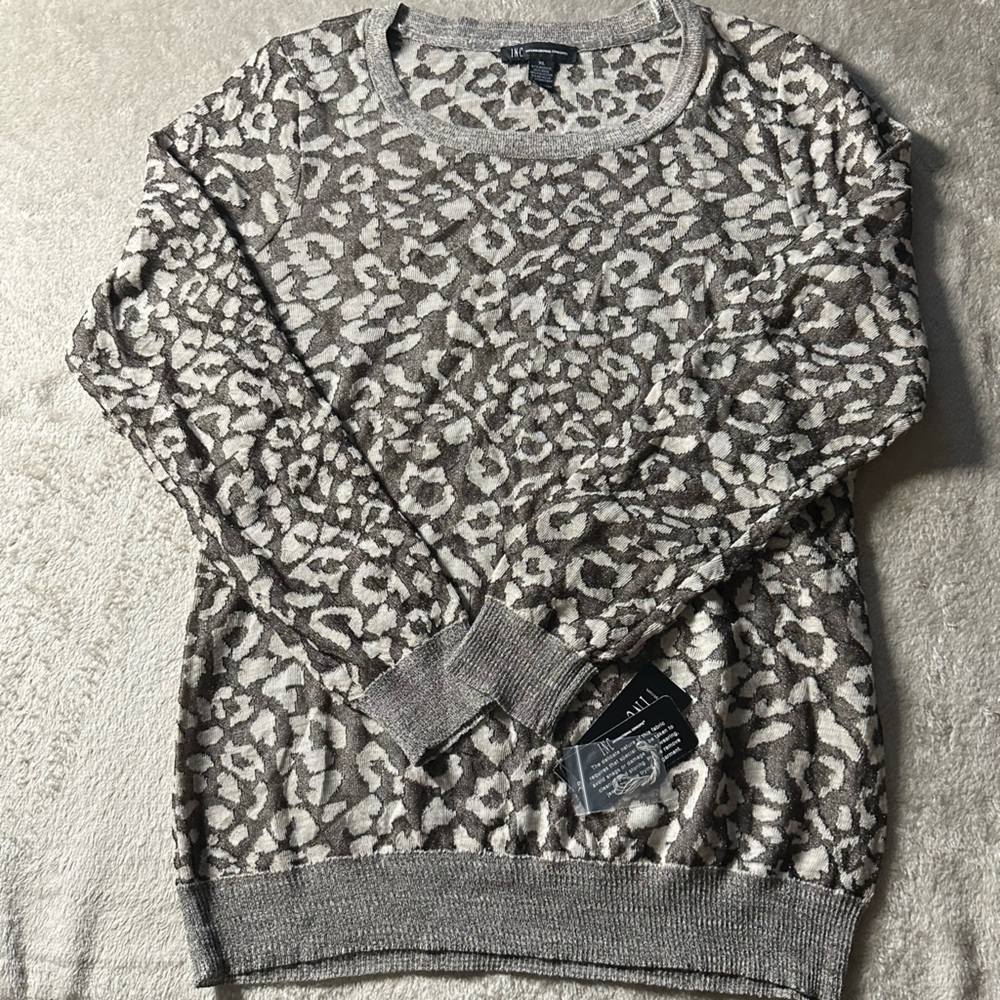 INC International Concepts Leopard Print Knit Top